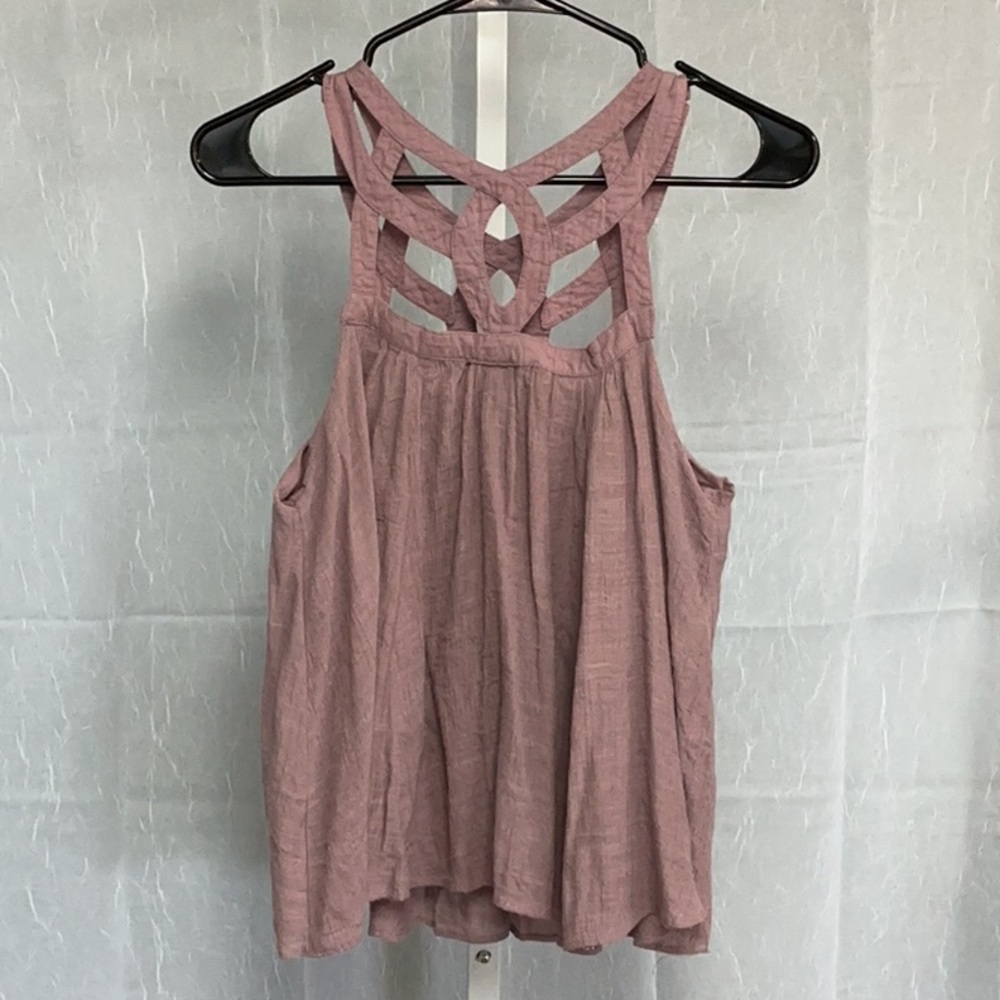 Wishlist Mauve Backless Boho Relaxed Tank Top